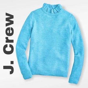 J.Crew Alpaca Blend Ruffle Neck Sweater Pullover Blue NWOT XS